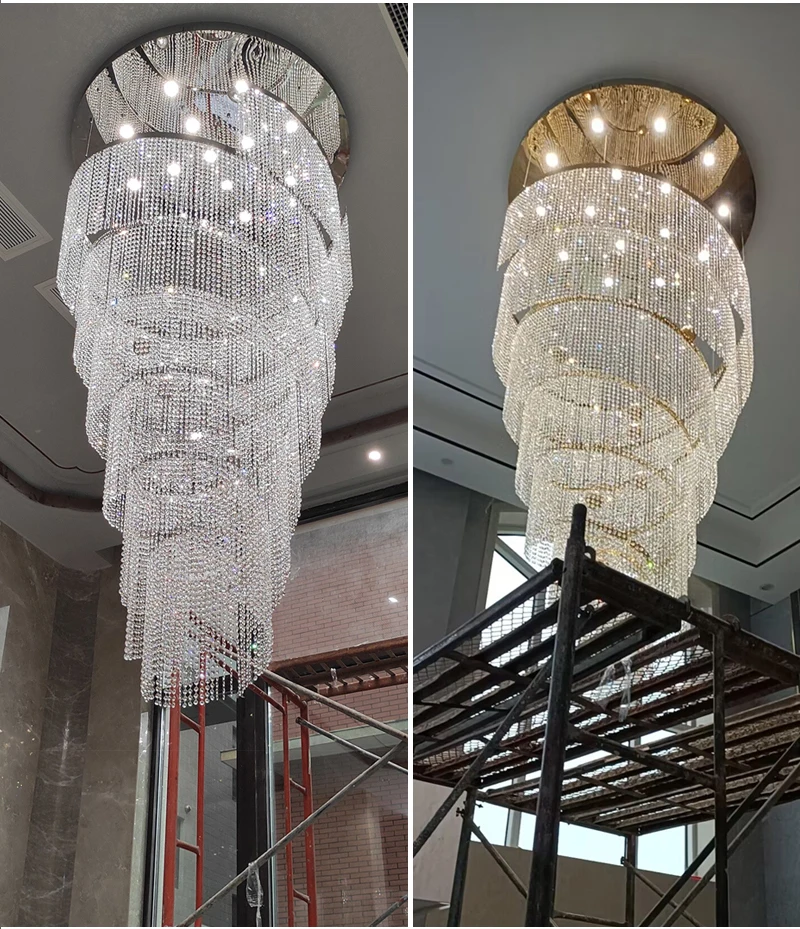 Shop Luxury Large Spiral Crystal Chandelier for Staircase, Hallway ...