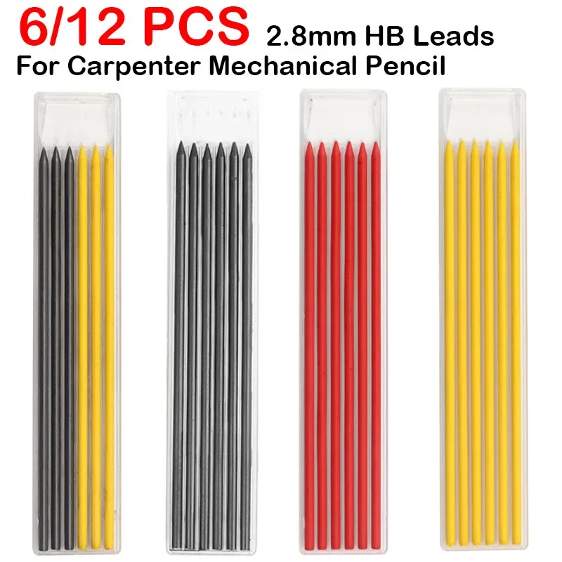 612PCSCarpenterPencilLeadRefills28mmSolidMechanical