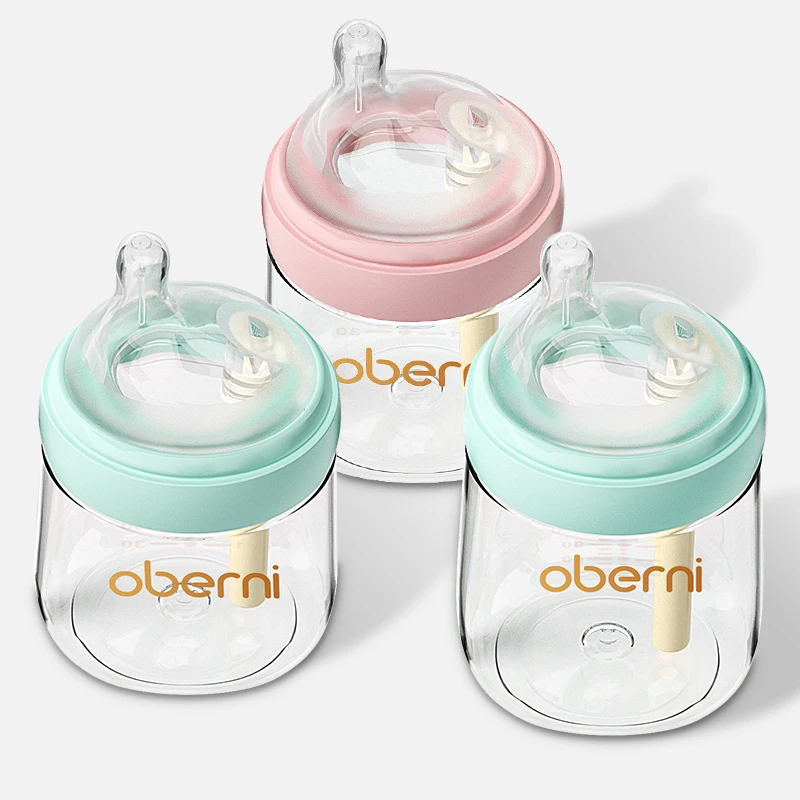 Oberni 5oz baby glass feeding bottle have new vent tube and supper soft silicone nipple as Halloween Day gift