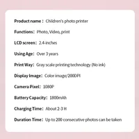 Instant Print Camera Photography Mini Printer Portable Thermal Print Photo Kids Camera HD Video Toy Gifts with Print Paper - Image 6