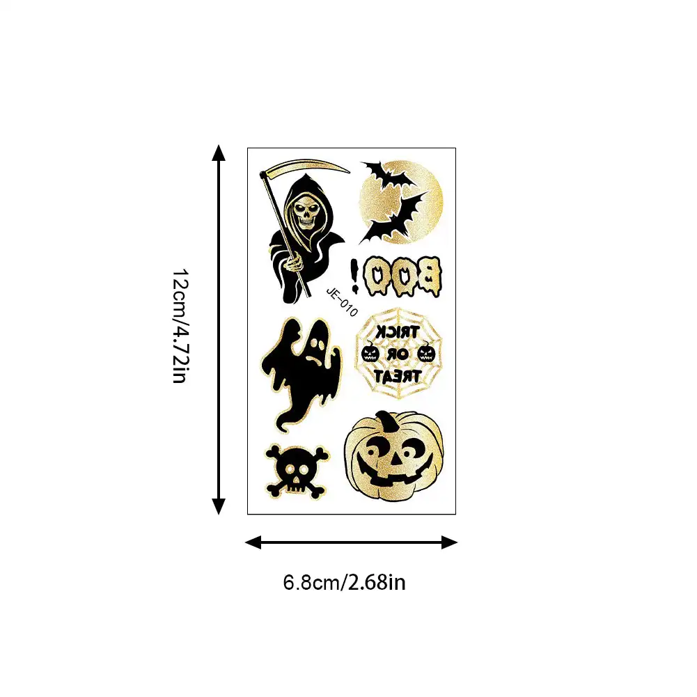 1Pc Waterproof Temporary Tattoo Sticker Halloween Punk Pumpkin Bat Candy Ghost Fake Tatto Flash Tatoo Tato for Children