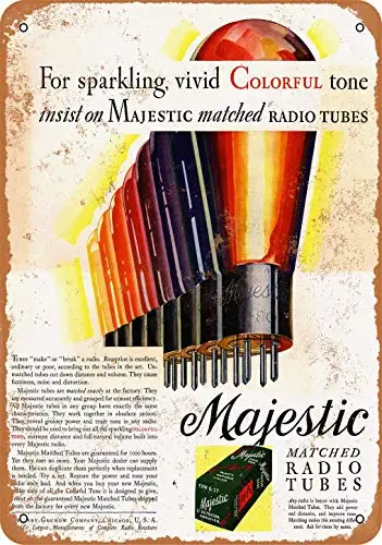 

Metal Tin Sign 8x12 Inch 1937 Majestic Matched Radio Tubes Vintage Look Metal Sign