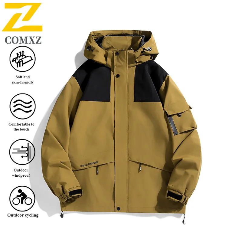 EiAO Jacket Couple's All-Weather Windproof Waterproof Thermal Hooded Outdoor Coat for Hiking Camping Fishing Multi-Scenario Wear