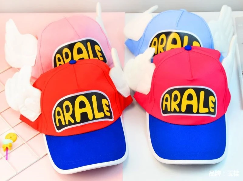 Anime Dr. Slump Hat Cosplay Arale Angel Wings Hats Cotton Baseball Caps Adult Sun Hat Duck Tongue