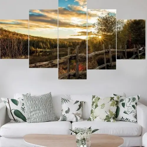 

5Pcs Sunset Forest 5 Pieces Art Poster Pictures Canvas Paintings Home Decor No Framed HD Print Wall Room Decor Modern 5 Panel