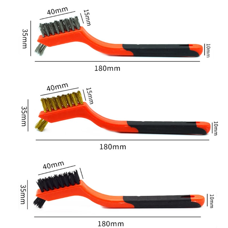 7inch Mini Wire Brush Stainless Steel Brush Brass Nylon Cleaning Brush Polishing Rust Remover Metal Wire Burring Cleaning Tools 2