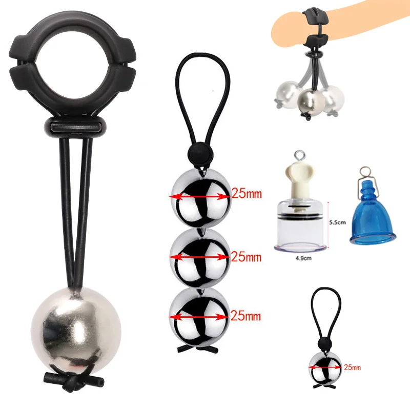 

Penis Ring Extender Enlarger Metal Ball Pendant Scrotum Stretcher Heavy Weight Hanger Trainer Dick Erection SM Bondage Sex Toys