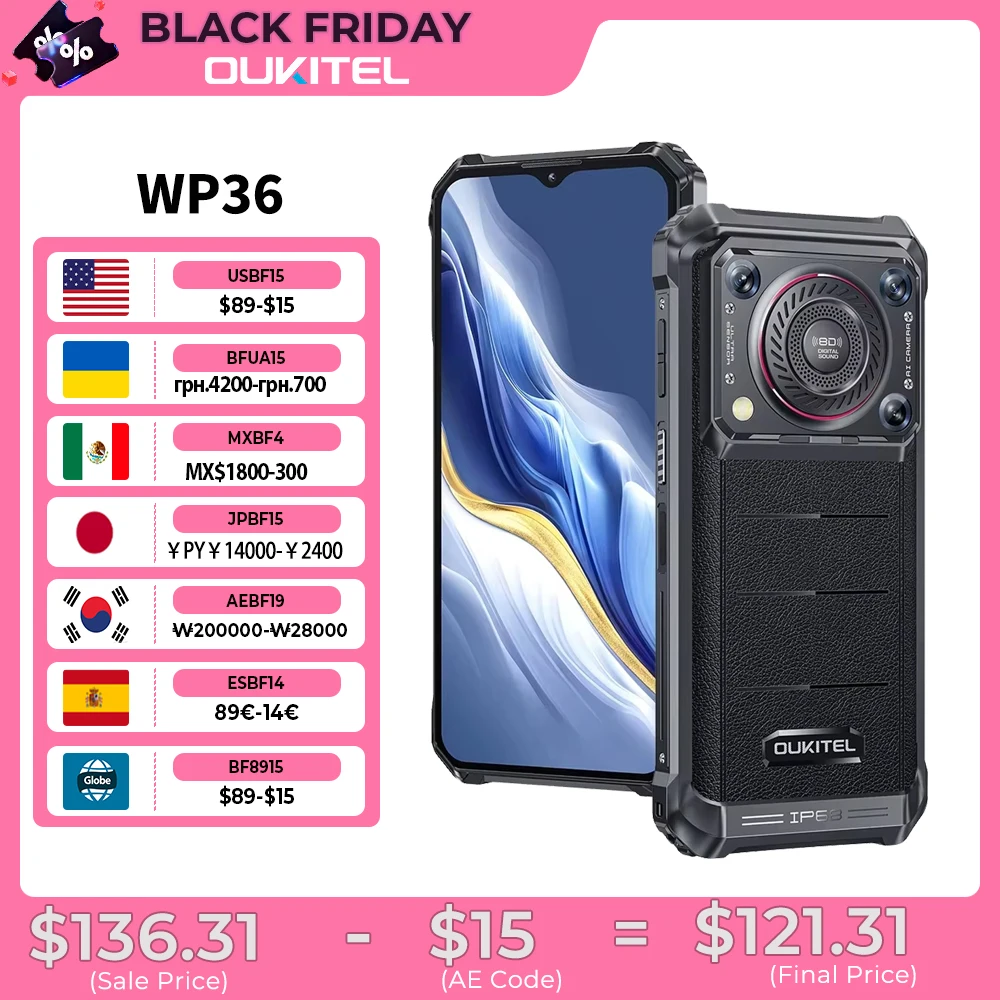 OUKITEL WP36タフネススマホ - 10600mAh、6.52インチHD+ディスプレイ