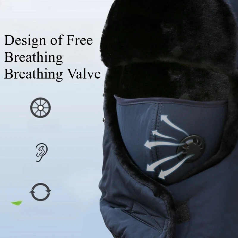 Trapper Hat Winter Skiing Cap Women Men Windproof Winter Earflap Hat Outdoor Warm Thermal Trapper Hat with Goggles Scarf for