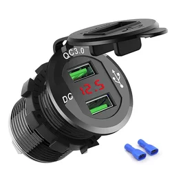 High - Speed USB Car Charger with LED Digital Voltmeter (Red)