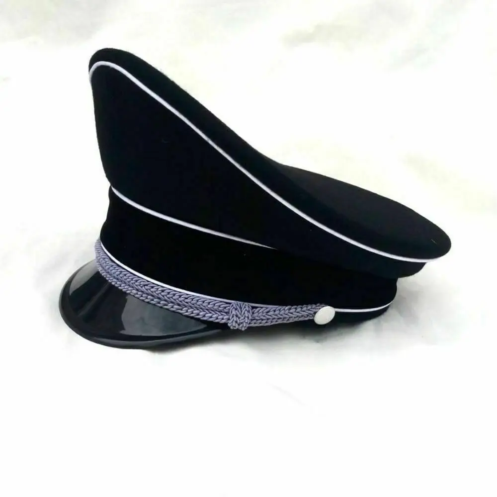 REPRO WWII German Army M32 Officer Visor Hat Military Cap Black Reproduction Military Reenactment WW2