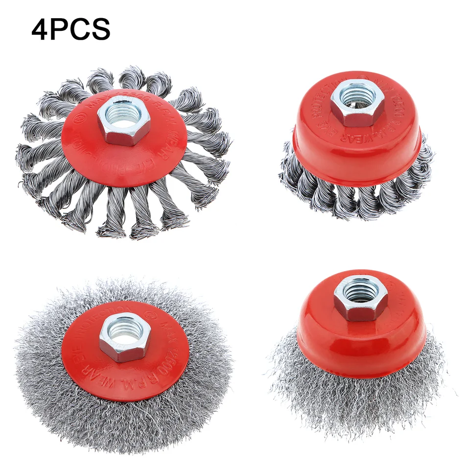 10 Pack 4 "Twist Knot Filo Spazzola / DISCO 115mm PER SMERIGLIATRICE