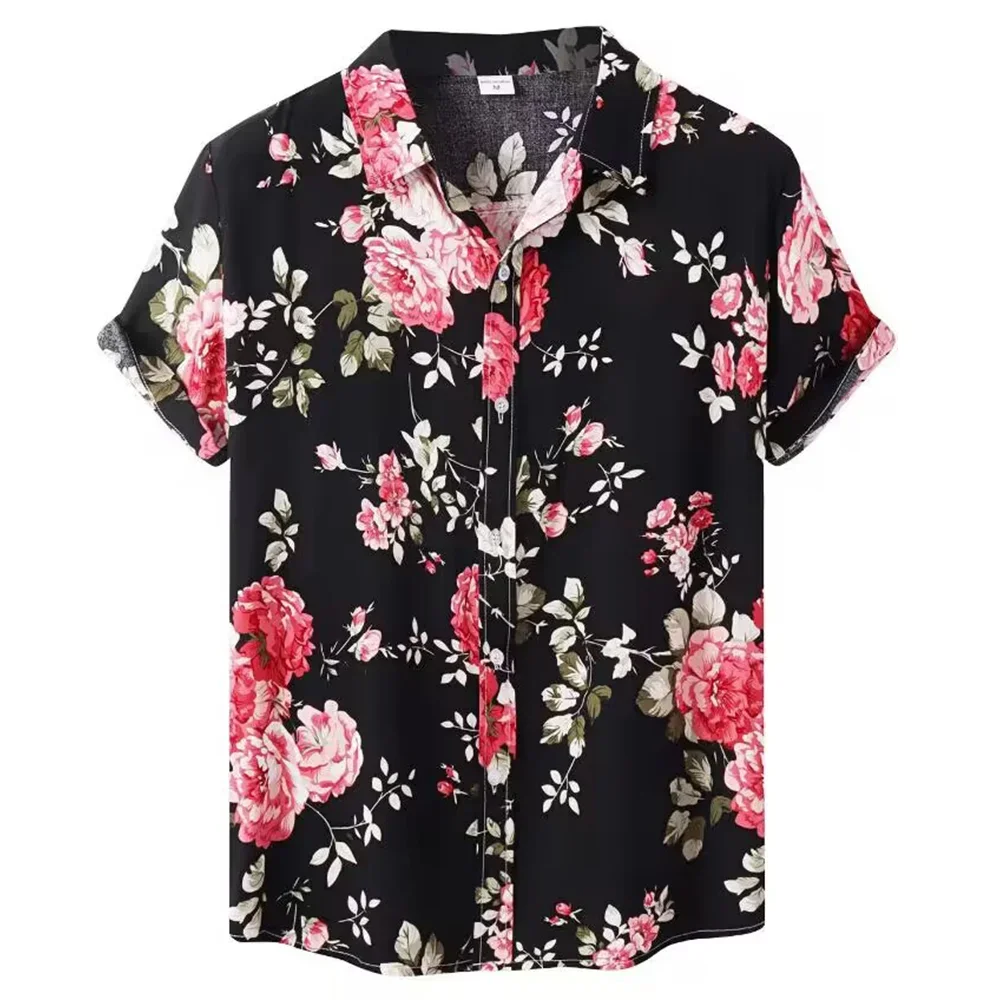 

2024 Men's Hawaiian Shirts Beach Plant Flower 3d Print Man Shirt Loose Lapel Jacket Summer Vintage Casual Male Tops Apparel New