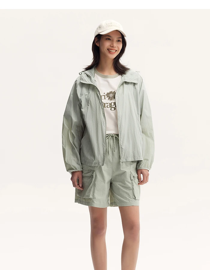 Jacket Women Splicing Mesh Hooded Jacket Loose Summer New Texture Cooling Sunscreen Clothes Hundred