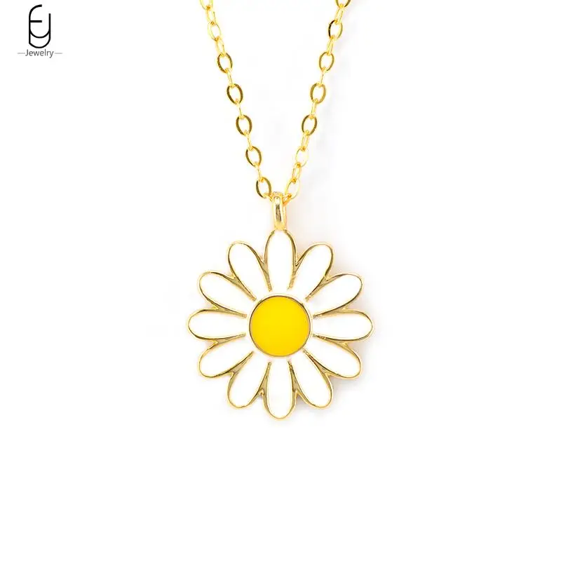 

925 Sterling Silver Bohemia Small Daisy Female Pendants Necklace Exquisite Enamel Flower Necklace For Women Fine Jewelry Gifts