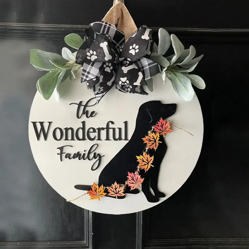 

Wooden Dog Door Signs Farmhouse Front Door Porch Hanging Decor Multifunctional 6pcs Round Changeable Family Sign Decor Ornaments