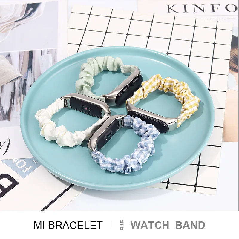 

Women Rubber Band Strap For Xiaomi Mi Band 6 5 4 3 Elastic Replacement Bracelet Belt for Mi Band 6 5 4 3 Brwathable Hair Ring