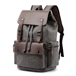 Fashion Canvas 2021 Backpack Bag Men Large Capacity Suit 17 Inch Laptop Drawstring Leather Cover Travel Rucksack Student Bookbag