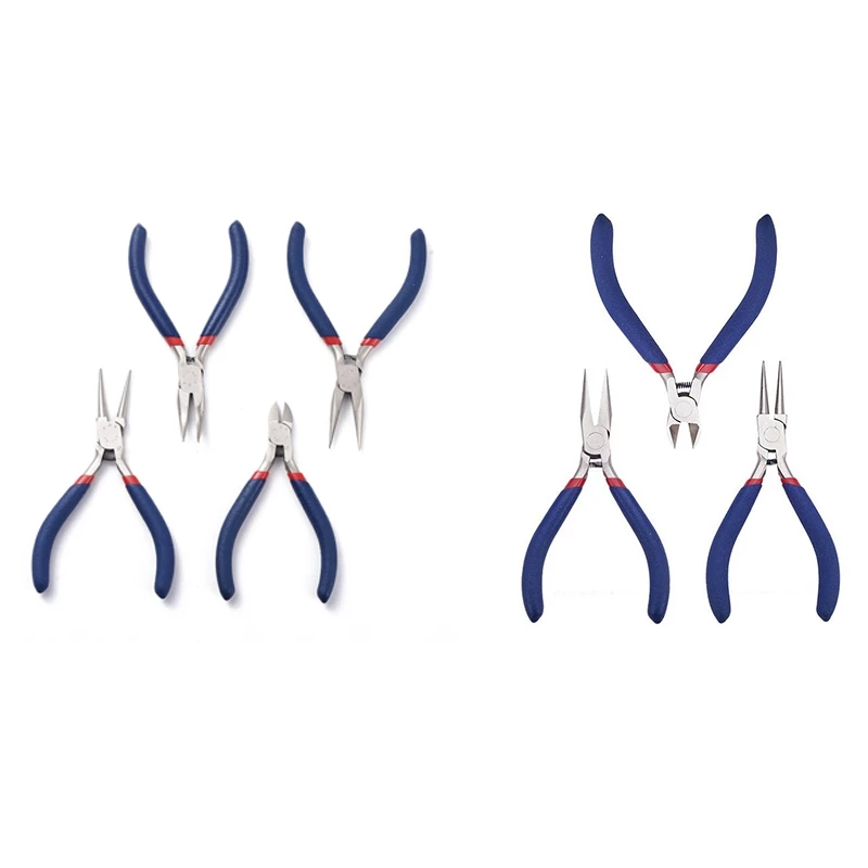 

1Set 4Pcs Jewelry Pliers Sets Carbon Steel Side Cutting Round/Bent/Long Chain Nose Pliers Making Jewelry Tool