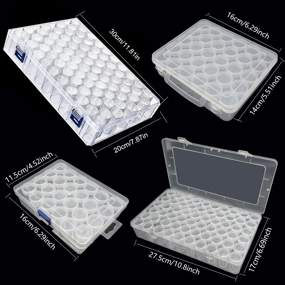 Plastic Storage Box 1pc 24/30/48/60/80 Slots DIY Diamond Painting Beads Charms Jewelry Accessories Organizer