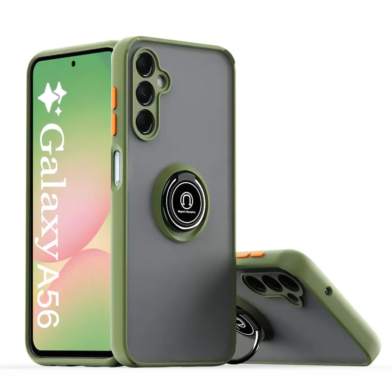 Matte Finish Phone Case with Magnetic Ring Holder and Enhanced Protection