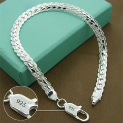 Elegant Sterling Silver Flat Chain Bracelet - Timeless Jewelry (20cm)