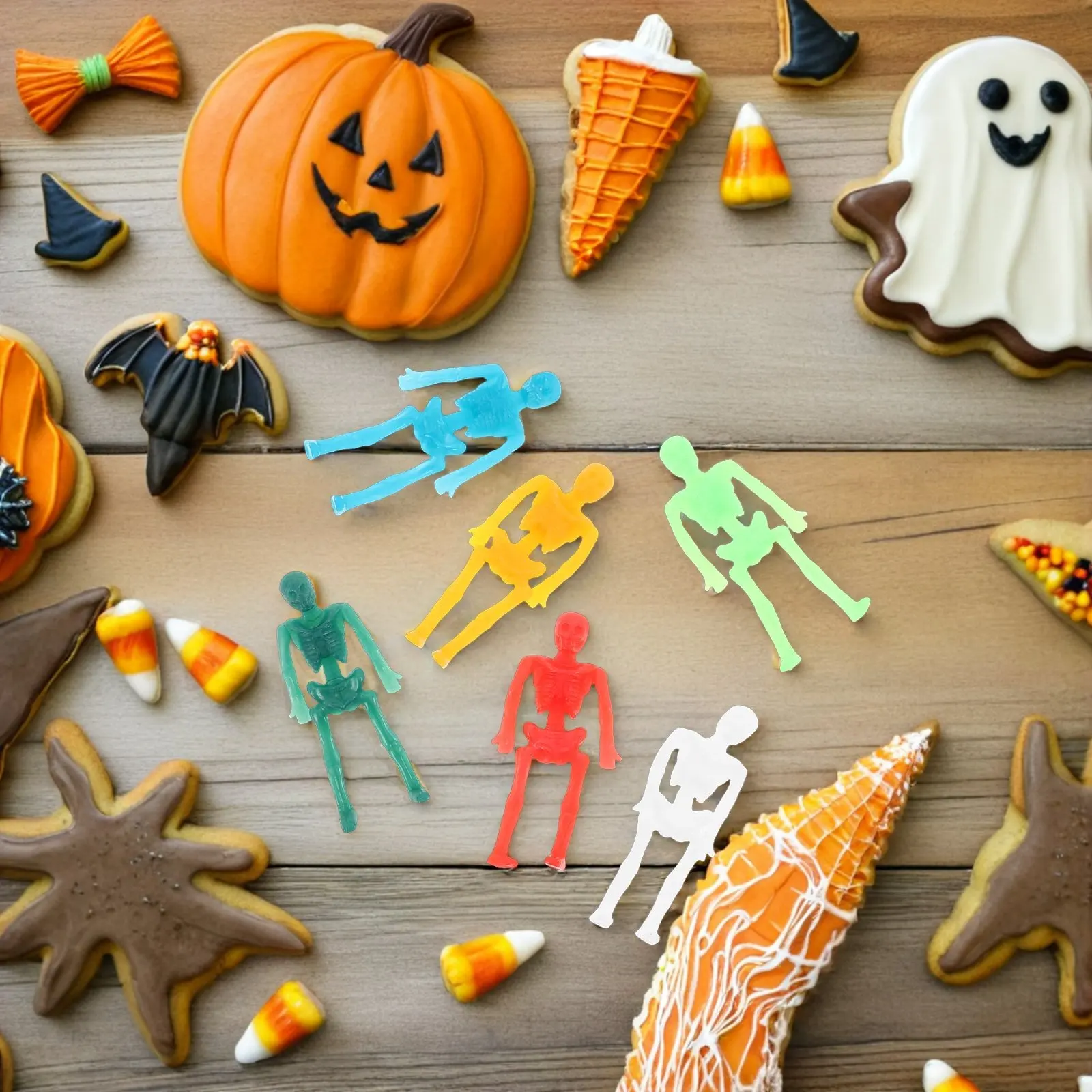 40개 신축성 TPR 해골 할로윈 장난 소품 끈적이는 벽에 붙는 미니 피규어 파..