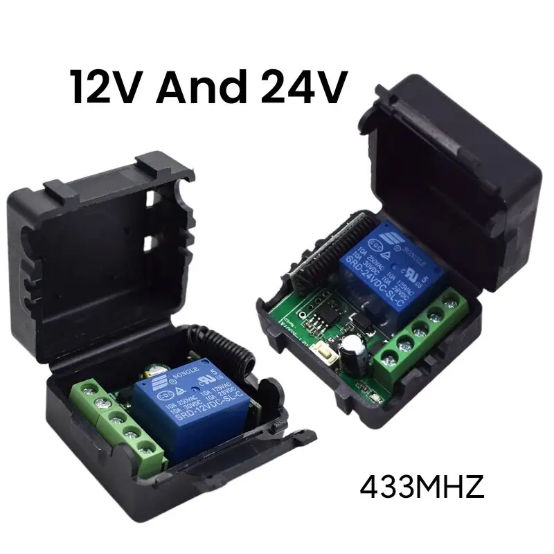 433Mhz Wireless Remote Control Switch Device 12V 24V 1CH Relay RF ...