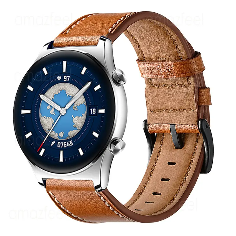 

Ремешок кожаный для наручных часов HONOR Watch GS 3, Аксессуары для смарт-часов Honor Magic Watch 2 46/42 мм, браслет GT 3 42/46 мм