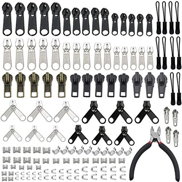 85pcs/set Zipper Repair Kit Sewing Jacket Slider Install Plier Metal Lock  Pull - AliExpress