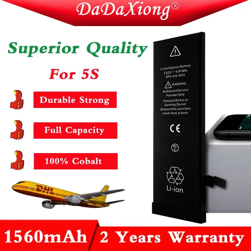 

Phone 10pcs/Lot Superior Quality Work With IOS 14 Cobalt Cell TI CPU 1560mAh Battery For IPhone 5S Replacement