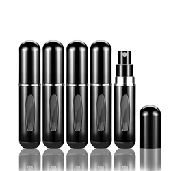 Compact Refillable Travel Perfume Atomizer - Portable Mini Spray Bottle 5ml - 5ml (Black 5Pcs)