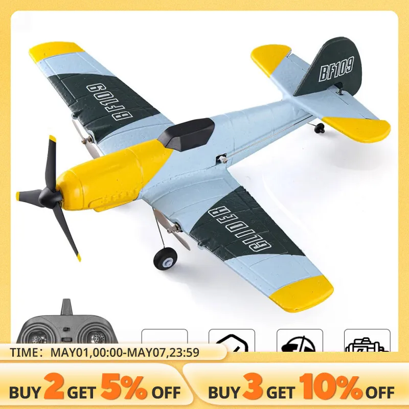 BF109 RC Plane 2.4G 3CH EPP Foam Remote Control Fighter Fixed Wingspan Glider Outdoor RTF RC Warbird Airplane Toys Gifts