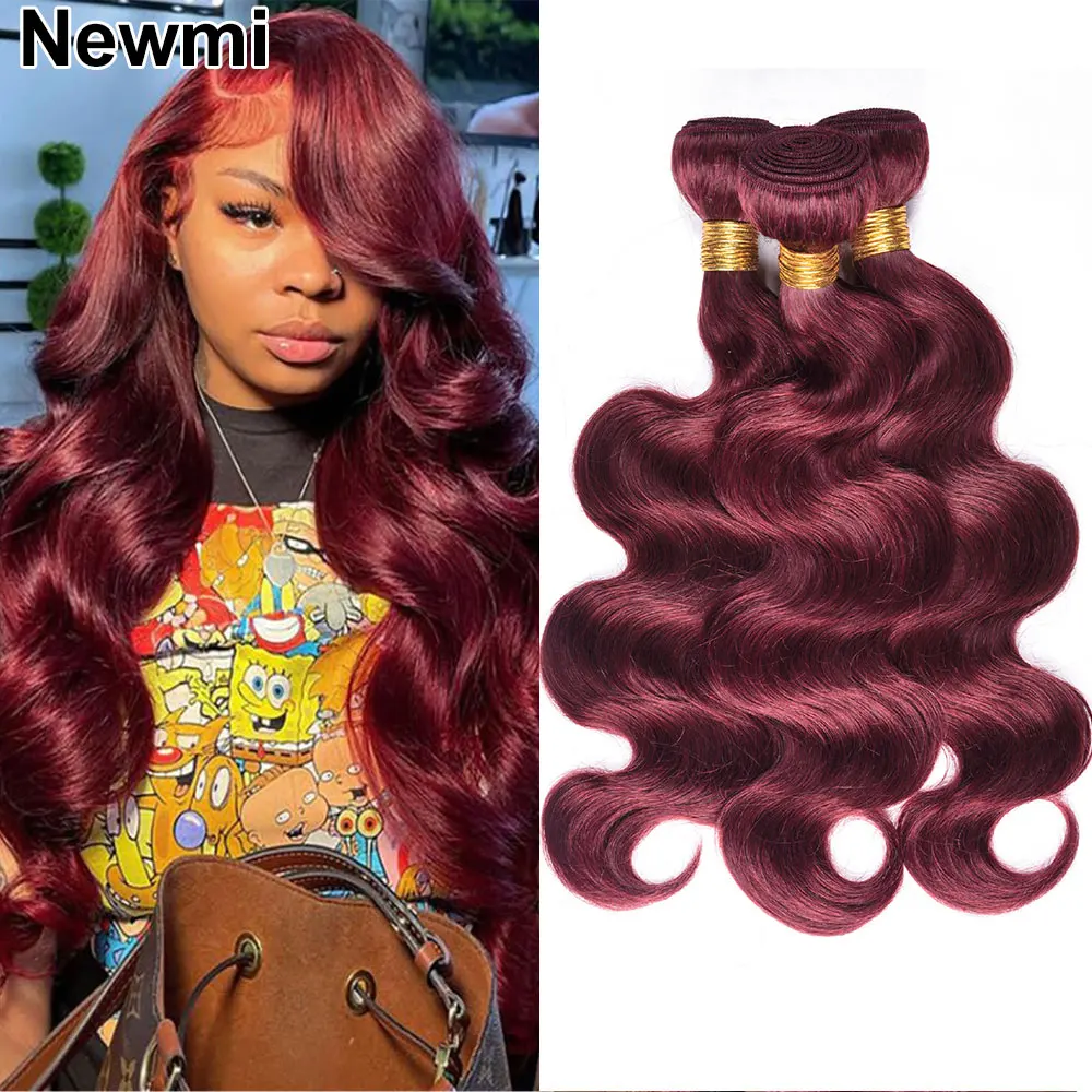 

99j# Burgundy Red Body Wave Bundles Human Hair 100g/pc Wavy Hair Wine Red Human Hair Weave Bundles fashion Colored Hair Wefts