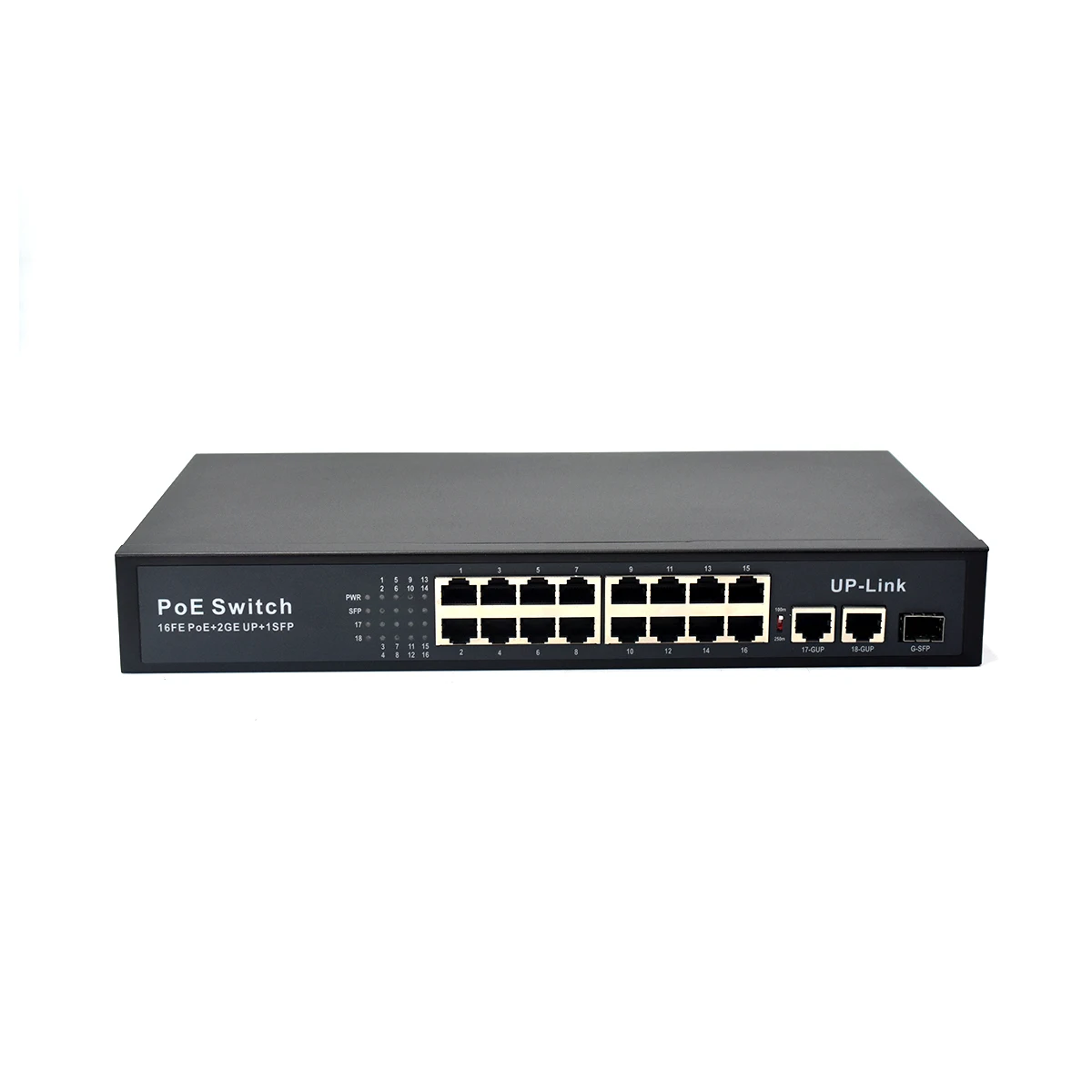 

Коммутатор Poe, 100 Мбит/с, 16 портов, Poe + гигабитный 2 порта Uplink RJ45 + 1,25 ГГц, слот SFP, ии + 6 кВ, коммутатор Poe с молнией для видеонаблюдения
