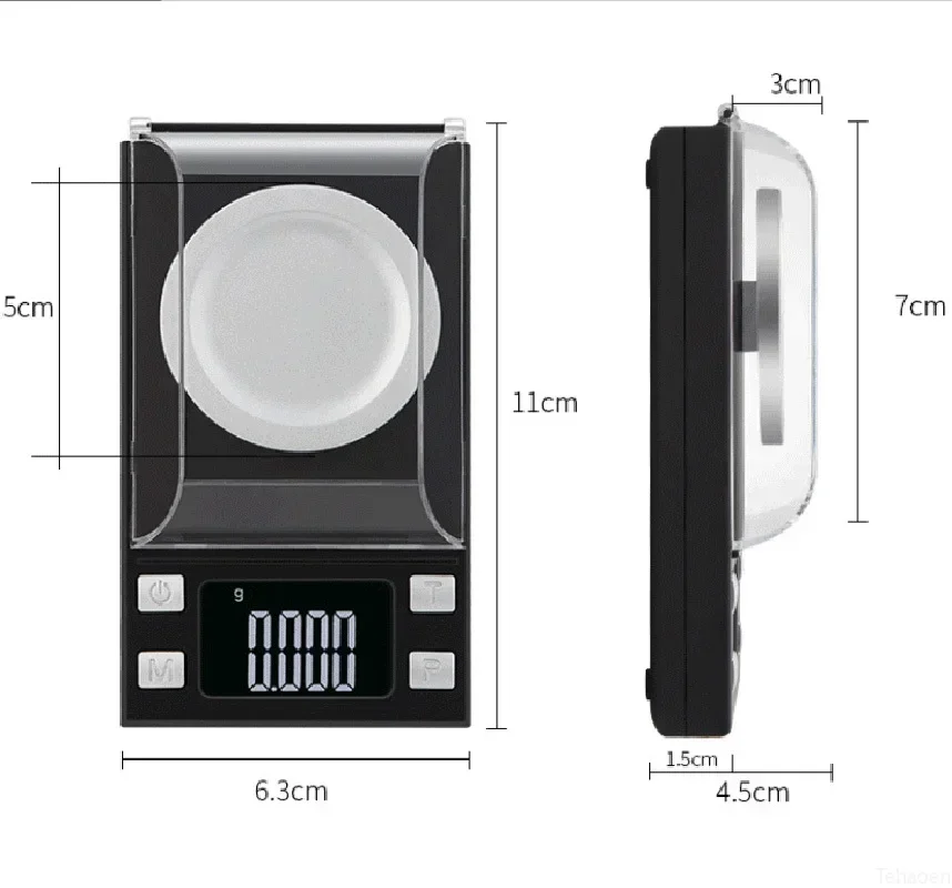 High-Precision Digital Milligram Jewelry Scale with LCD Display and Calibration Weights