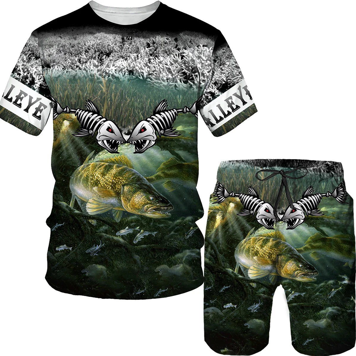 

Beautiful Cool Camo Fish 3D Printed Mens T Shirt Shorts Set Harajuku Summer Tracksuits Streetwear Tees/Trousers/Suits for Teens