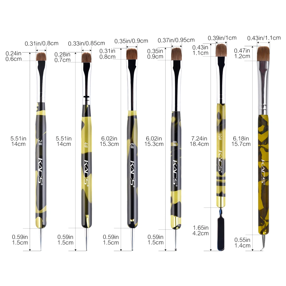 KADS 2 Way Kolinsky Brush Acrylic Professional French Manicure Brush Nail Art Brush Nail Dotting Pen Stirring Rod Stick 2-12# 4