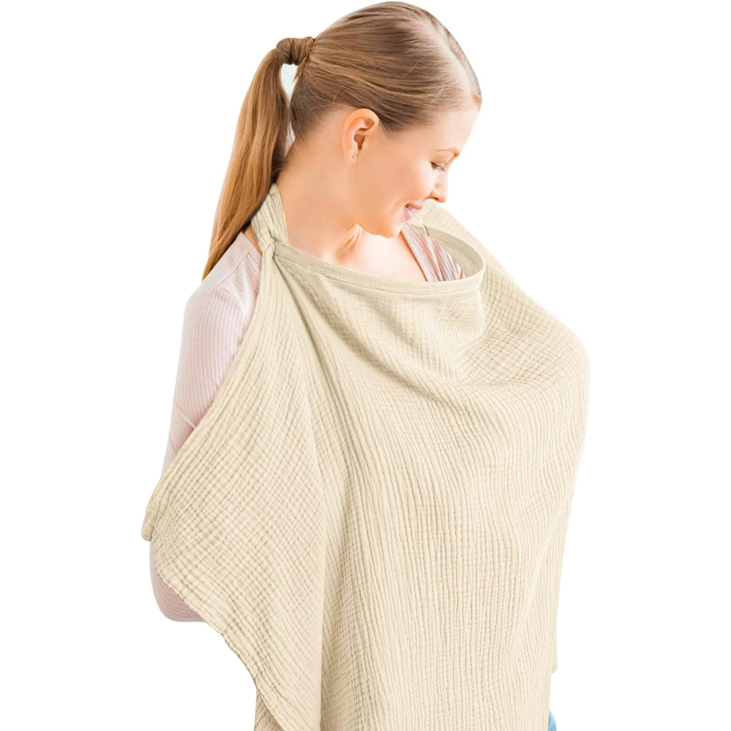 Baby Nursing Cover Breathable Nursing Cover with Arched Neckline Women's Mum Nursing Apron Soft and breathable mum nursing