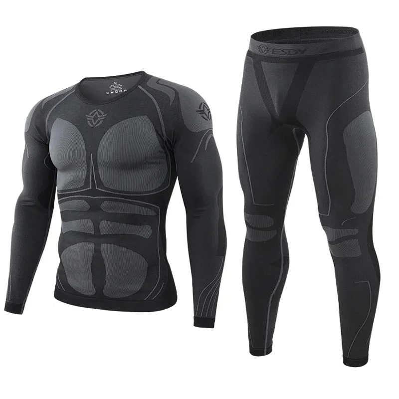 Men Seamless Sight Tactical Thermal Underwear Winter Sets Compression Fleece Function Training Thermo Underwear Long Johns