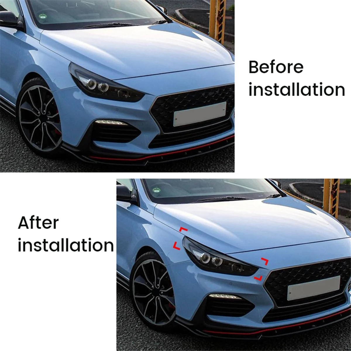 Car Front Headlight Cover Garnish Strip Eyebrow Cover Trim Sticker for I30 I30N MK3 -
