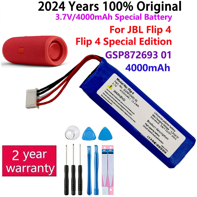 

100% Original New 3.7V 4000mAh Battery GSP872693 01 for Bateria JBL Flip 4, Flip4 Special Edition Batteries Fast Shipping