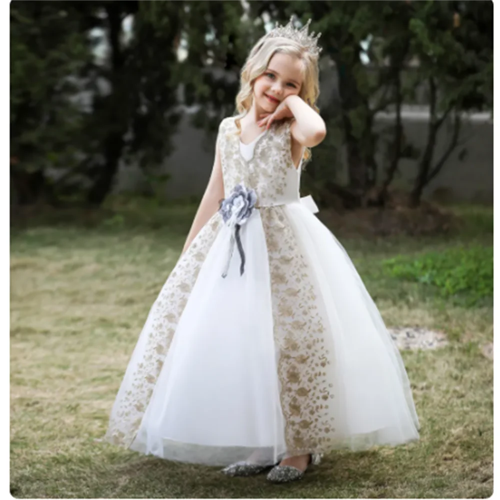 

Appliqué Fluffy Flower Girl Dresses Sleeveless V-neck First Communion Ball Birthday Celebration Formal Dress Event Customize