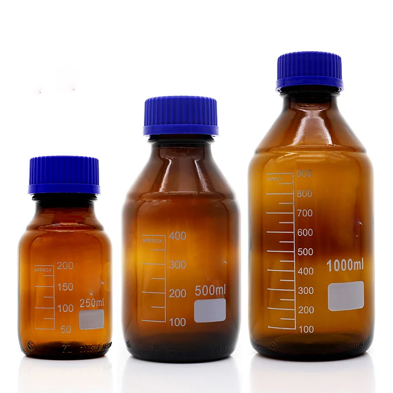 나사 캡이 있는 앰버 유리 시약병, 실험실 시약병, 두꺼운 벽, 3000ml
