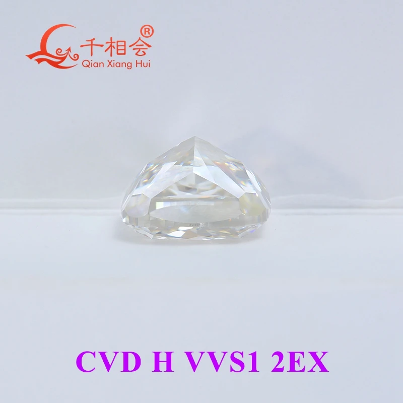3.43ct H white CVD lab-grown diamond, cushion cut, VVS1 clarity, GEMID-certified, perfect for elegant jewelry designs.