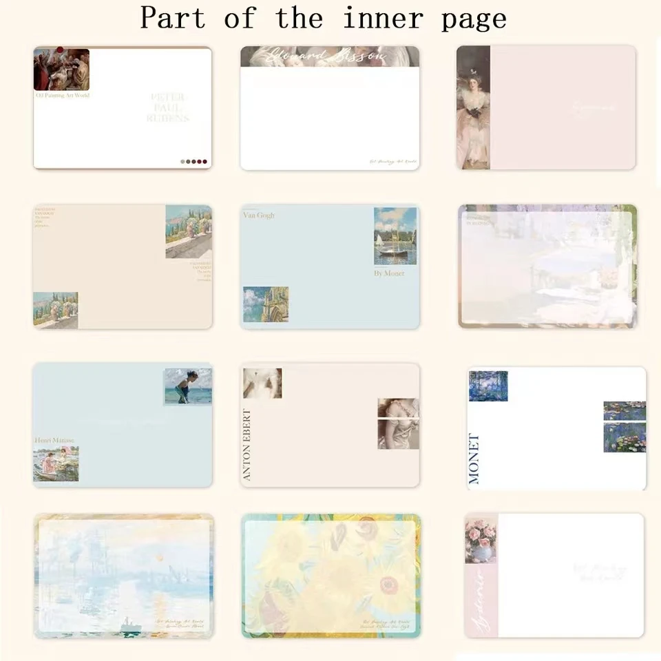Retro Hardcover Notebooks Color Page Oil Painting Illustration Beautiful Diary Student Weekly Planner Notepad