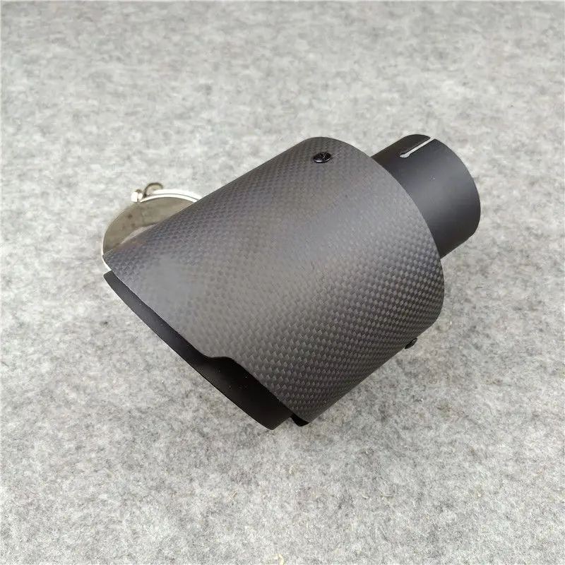 130MM Outlet Exhaust Pipe Carbon Fiber 304 Stainless Steel Muffler Tips Rear Nozzles Full Matte Black