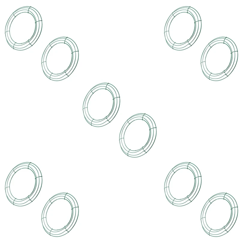 

14 Inch Wire Wreath Frame Metal Round Wreath Form Making Rings Green For Christmas Party Home Decoration DIY Pack Of 10