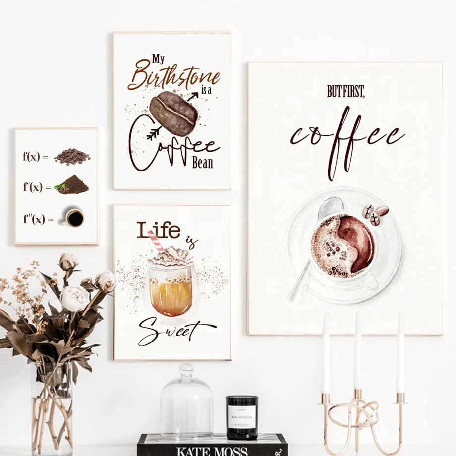 Nordic Food Coffee Beans Bean Grinder Modern Wall Art Canvas Painting Nordic Posters And Prints Wall Pictures Cafe Kitchen Decor