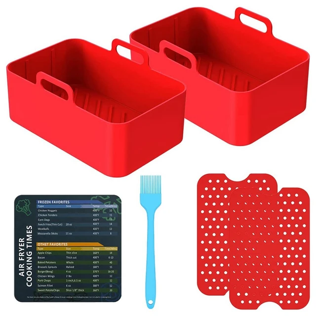 4pcs Foldable Silicone Air Fryer Liners Double Basket, Collapsible Silicone  Pot For Ninja Dual Air Fryer With Reusable Silicone Baking Mat For Air Fry